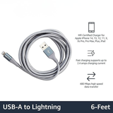 Apple MFi Certified USB A to Lightning Cable 6FT Nylon Braided Fast Charging Cord for iPhone iPad Dark Gray