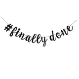 Black Finally Done Banner For 2024 Graduation Party Sign Decorations Supplies