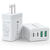 2-Pack 40W USB-C Wall Charger with 4 Ports, PD & QC for iPhone and Samsung
