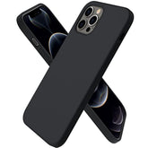 Compatible With 12 Case, Compatible With 12 Pro Case, Slim Liquid Silicone 3 Layers Full Covered Soft Gel Rubber Phone Case Cover 6.1 Inch-Black