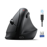 Ergonomic Mouse, Wireless Bluetooth Vertical Mouse (Bt5.3/3.0 & 2.4G) Rechargeable 4800 Dpi Optical Mouse With 6 Adjustable Dpi, Quiet Clicks, Usb A Receiver, 6 Buttons - Wide Compatibility