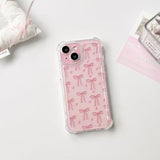 Compatible For Iphone 15 Plus Case Clear Cute Bowknot Heart With Four Corners Shockproof Design For Girls Women Soft Tpu More Protective Girly For Iphone 15 Plus Case-Pink Bow