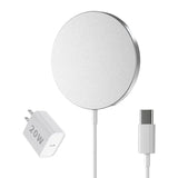 15W Magnetic Wireless Charger With 20W Usb C Wall Charger Block, 5Ft Fast Charging Pad For Iphone 16 15 14 13 12 Plus Pro Max & Airpods 2 3 Pro, Slim Lightweight Portable Magnet Quick Charger, Silver