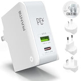 30W Usb C Charger Dual Port Fast Wall Charger With Foldable Plug And International Travel Adapter For Iphone 15 14 Ipad Samsung Galaxy Pixel Android Phone Tablet Home Office Travel