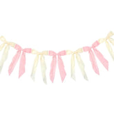 Pink Bow Banner Party Hanging Banner Polyester Satin Coquette Aesthetic Bowknot Ribbon Congratulation Garlands Ornaments For Birthday Bachelorette Wedding Party Favor Diy Decorations