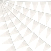 40M/130Ft White Triangle Pennant Banner Flag Metallic Fabric Bunting Garland For Christmas Graduation Wedding Engagement Anniversary Bachelorette Birthday Bridal Shower Valentines Hen Party Supplies