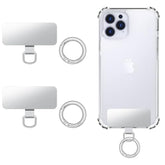 MoKo 2pcs Phone Tether Tab, Stainless Steel Cell Phone Lanyard Pads, Phone Strap Replacement Part with 2pcs Spring Rings, Phone Strap Connector Tether Tabs for Most Full Coverage Phone Cases, Silver