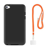 For Ipod Touch 4Th Generation Case With Universal Phone Lanyard,Shockproof Soft Tpu Ipod Case Cover For Ipod Touch 4 (Black)