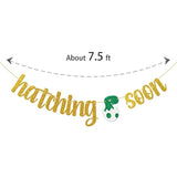 Hatching Soon Banner Dinosaur Baby Shower Boy Welcome Baby Party Decor