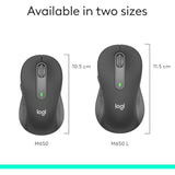 Logitech Signature M650 L Full Size Wireless Mouse - For Large Sized Hands, 2-Year Battery, Silent Clicks, Customizable Side Buttons, Bluetooth, Multi-Device Compatibility - Black (Renewed)