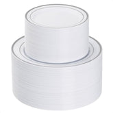 200Pcs Silver Plastic Plates, Heavy Duty Disposable Gold Plates With 100 10.25 Inch Dinner Plates And 100 7.5 Inch Dessert Plates, Disposable Plates For Party, Holiday, Wedding, Christmas