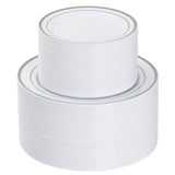 200Pcs Silver Plastic Plates, Heavy Duty Disposable Gold Plates With 100 10.25 Inch Dinner Plates And 100 7.5 Inch Dessert Plates, Disposable Plates For Party, Holiday, Wedding, Christmas