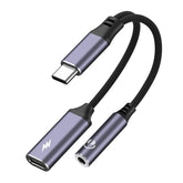 USB C to 3.5mm Headphone and Charger Adapter, 2 in 1 USB C to Audio Adapter with PD 60W Fast Charging Port Cable for iPhone 17 16 15, Galaxy