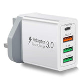 Uk Usb Charger, 40W 4-Port Uk Travel Plug Adapter Uk Usb Charger Block Ireland Uk Plug Adapter Pd20W Qc3.0 Fast Charging Block For Iphone 16 15 14 13 12 11, Galaxy, Lg, Pixel, Tablet