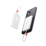 Portable Charger With Built-In Cable, 5000Mah Slim Power Bank, Usb-C In & Out Port Battery Pack Port For Iphone 16/15/15 Pro/15 Plus/14/13/12/X,Android, Samsung-White