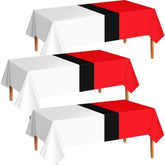3 Pcs Cartoon Animation Birthday Party Tablecloth Red And White Plastic Party Supply 54" X 108" Large Table Cover For Cartoon Ball Supplies Video Games Tableware Birthday Decoration