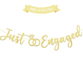 Pre Strung Just Engaged Banner Decorations Glitter Gold Engagement Banner Engaged Sign For Engagement Party Decorations