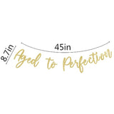 Gold Glittery Aged To Perfection Banner For 30Th 40Th 50Th 60Th 70Th 80Th 90Th 100Th Birthday Anniversary Party Decorations