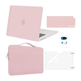MOSISO Compatible with MacBook Air 15 inch Case 2025 2024 2023 Release M4 A3241 M3 A3114 M2 A2941, Plastic Hard Shell&Carrying Sleeve Bag&Keyboard Cover&Webcam Cover&Screen Protector, Baby Pink