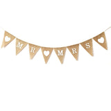 Burlap Bunting Banner Triangle Heart Mr Mrs