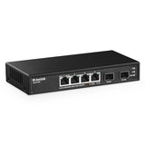 4 Port 2.5G Ethernet Switch With 2 Port 10G Sfp+ Slot, 4 X 2.5G Base-T Ports Compatible With 10/100/1000Mbps, Metal Unmanaged Fanless Small Network Switch