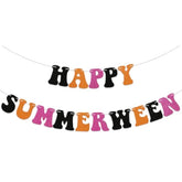 Happy Summerween Banner Summer Halloween Ghost Birthday Party Decorations