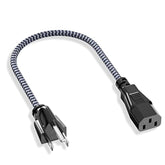 Short 3 Prong Power Cord, 1Ft/0.3M 10A 250V Power Cable Ul Certified Tv Power Cord 18Awg Nylon Braided Ac Power Cord Replacement For Pc, Computer, Hdtv, Monitor, Printer, Projector
