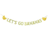 Lets Go Bananas Letter Banner, Twotti Frutti Decorations, Banana Theme Birthday Banner For Fruit Party Decor, Gold Glitter