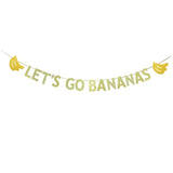 Lets Go Bananas Letter Banner, Twotti Frutti Decorations, Banana Theme Birthday Banner For Fruit Party Decor, Gold Glitter
