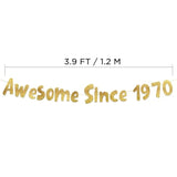 Awesome Since 1970 Gold Glitter Banner - 55Th Birthday And Anniversary Party Decorations