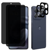 4 Pack Motorola Moto G86 Privacy Screen Protector, 2 Pack Privacy Tempered Glass Film and 2 Pack Camera Lens Protector, Anti-Spy Protection for