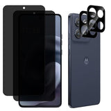 4 Pack Motorola Moto G86 Privacy Screen Protector, 2 Pack Privacy Tempered Glass Film and 2 Pack Camera Lens Protector, Anti-Spy Protection for