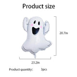 3 Pack White Ghost Foil Balloons Halloween Party Decoration Supplies Balloon Set