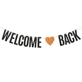 Welcome Back Banner, Homecoming Day / Retirement Party Decorations, To School Sign Bunting Home Decors Supplies, Black, 6.3 Feet
