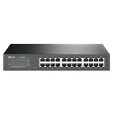 24 Port Gigabit Switch Easy Smart Managed Plug & Play Desktop/Rackmount Sturdy Metal W/ Shielded Ports Support Qos, Vlan, Igmp & Lag (Tl-Sg1024De),Black