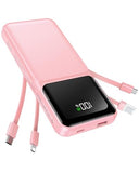 Portable Charger with Built in Cable - Power Bank Fast Charging 22.5W USB C 10000mAh LED Display Travel Battery Pack 5 Outputs & 3 Inputs for iPhone