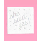 She Said Yes Napkins - 3-Ply, 25 Pcs | White Bachelorette Decorations, Engagement Theme Party, Bridal Shower Tablescape, Cute Proposal Dinner Decor