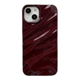 For Iphone 13 Case,Water Ripple Pattern Curly Wave Shape Soft Phone Case (Wine Red)