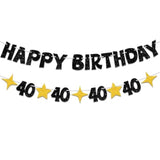 Black and Gold 40th Birthday Banner and Glitter Party Decorations