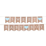 Sweet Baby Boy Burlap Banner Rustic Blue Baby Shower Decoration & Photo Prop