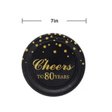 80Th Birthday Party Supplies,50 Pcs Cheers To 80 Years Disposable 7 Inch Paper Plates Dessert Plates For 80 Years Anniversary Party