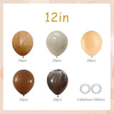 100pcs Neutral Brown Balloon Set – 12" Boho/Safari/Cowboy Party Decor with Ribbons