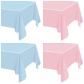 4Pcs Gender Table Cloths - Rectangular Pink And Blue Tablecloths For Gender Reveal Decorations, Boy Or Girl Party Supplies, 51 X 86.6 Inch