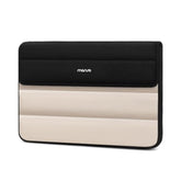 MOSISO 13-14 inch Laptop Case, 13.3 inch Puffy Laptop Sleeve Compatible with MacBook Air 13/Pro 13/Pro 14, HP Dell Lenovo, Horizontal Rectangle Quilted Flap Computer Bag with Handle&Pockets,Black&Sand