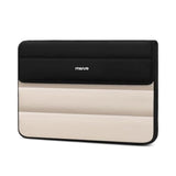 MOSISO 13-14 inch Laptop Case, 13.3 inch Puffy Laptop Sleeve Compatible with MacBook Air 13/Pro 13/Pro 14, HP Dell Lenovo, Horizontal Rectangle Quilted Flap Computer Bag with Handle&Pockets,Black&Sand