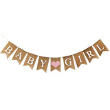1pcs Baby Girl Burlap Banner with Light Pink Heart for Shower & Gender Reveal Decor