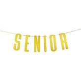 Gold Glitter Senior Banner For Congrats Grad Banner - High School College Graduation Party Bunting Decoration