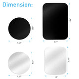 Magnetic Car Mount Metal Plates 4-Pack with 3M Adhesive Black & Silver
