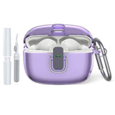 Transparent TPU Protective Cover with Carabiner for JBL Vibe Beam 2 Charging Case, Compatible with JBL Vibe 200TWS/JBL Vibe Beam/Beam 2 Lock Clip Case Cover Clear with Cleaner Kit