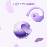 Purple Open-Ear Bone Conduction Bluetooth Headphones Wireless Earbuds